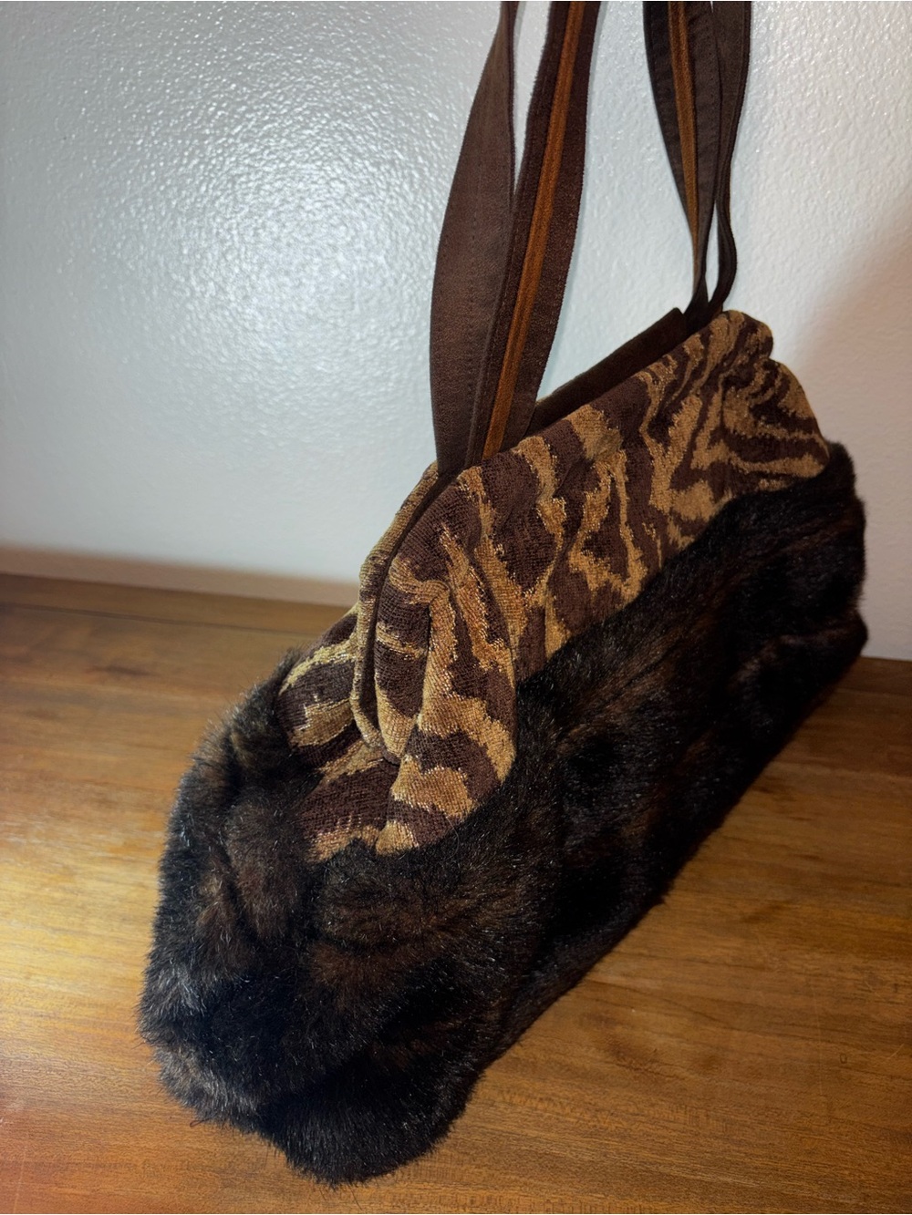 Atenti doctor bag fabric faux fur made USA - Picture 3 of 6